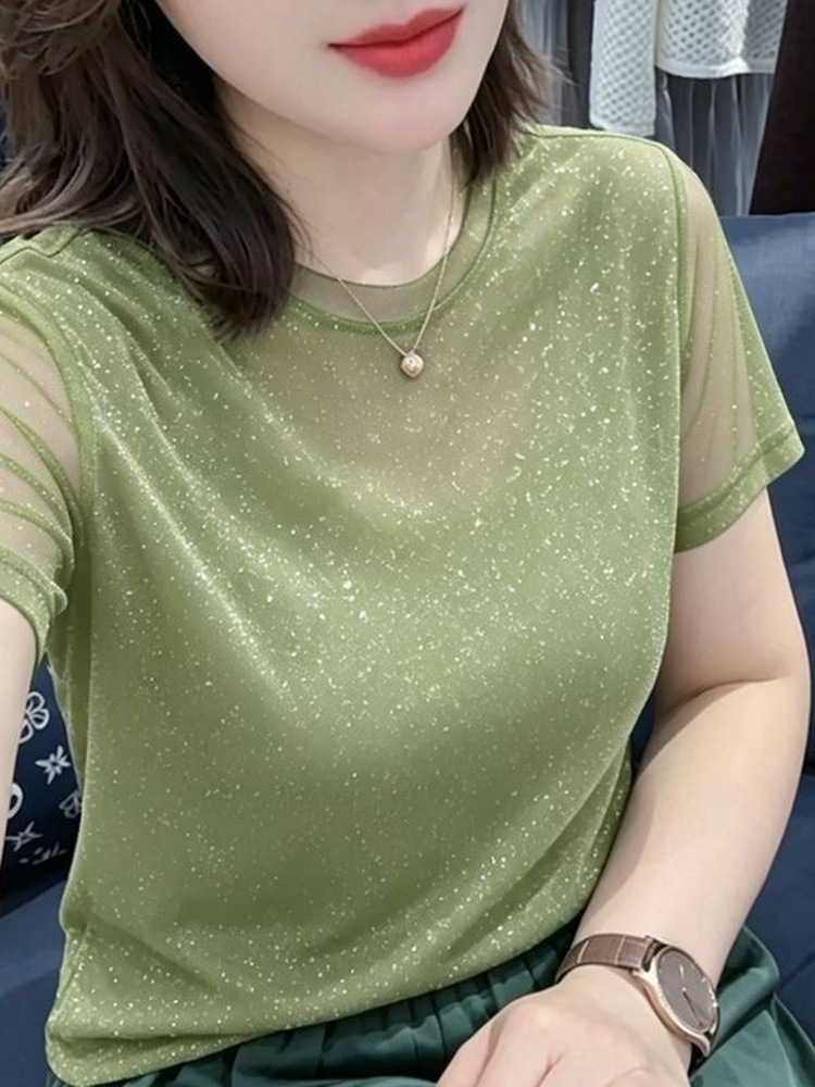 Shiny Sequin Elastic Net Sleev - Women Fashion Over The Years review and price